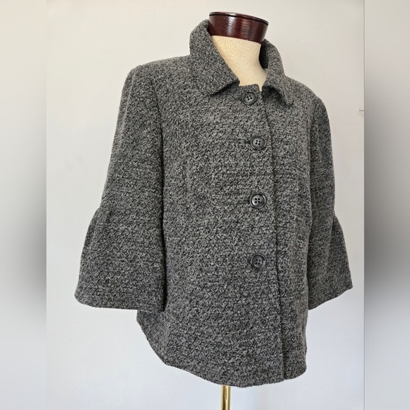 OLSEN EUROPE Virgin Wool Grey 3/4 Sleeve Sweater. Size 14 - Picture 2 of 12